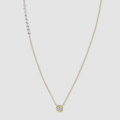 Drilled Diamond Bar Necklace With Bezel - Narcissus