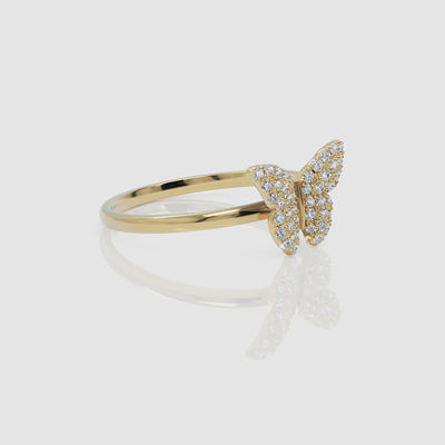 Pave Diamond Butterfly Ring - Narcissus