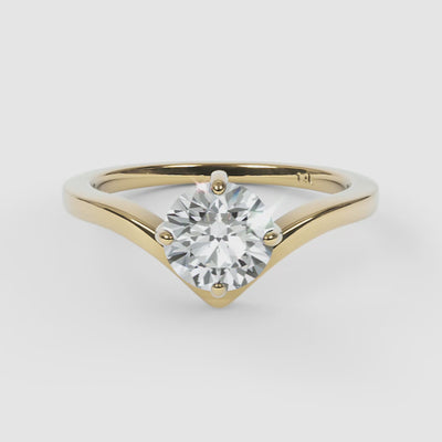 Chevron Solitaire Engagement Ring in 14k & 18k Gold - Narcissus