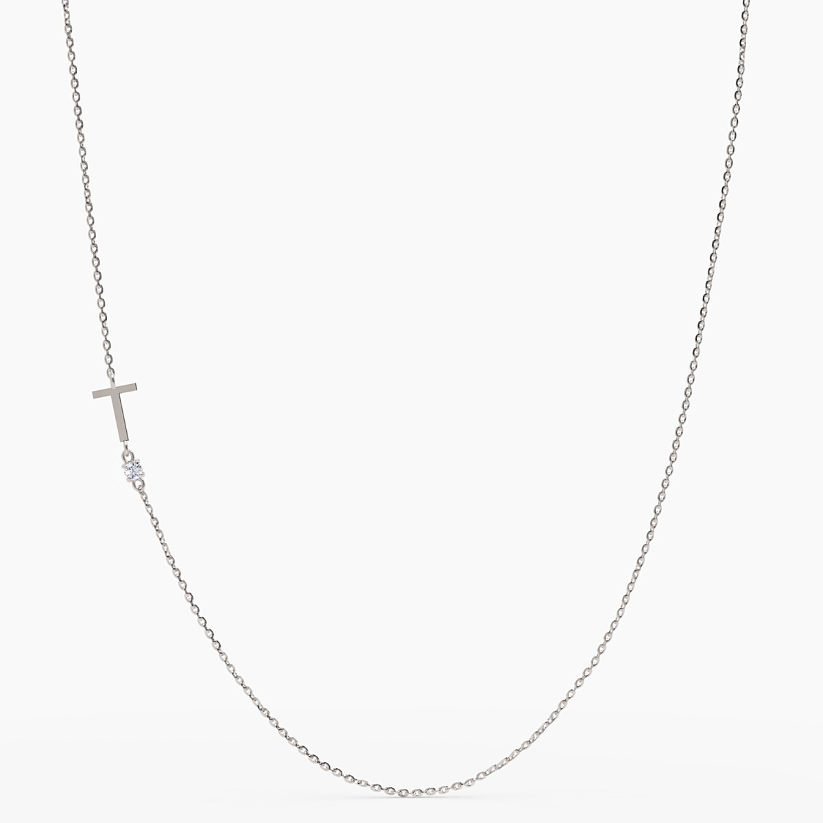 Sideways Initial T Necklace with Diamond - Narcissus