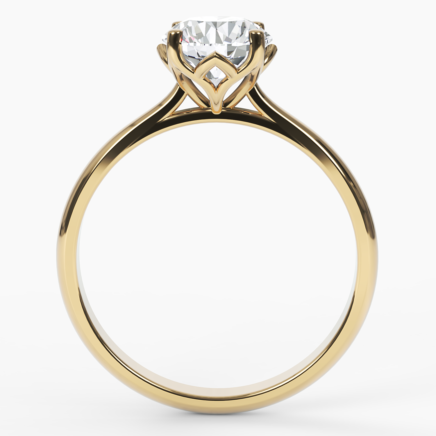 18k Gold Diamond Ring with Flower-Inspired Prong