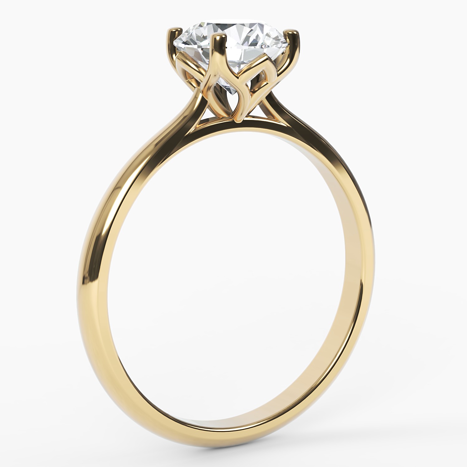 18k Gold Diamond Ring with Flower-Inspired Prong