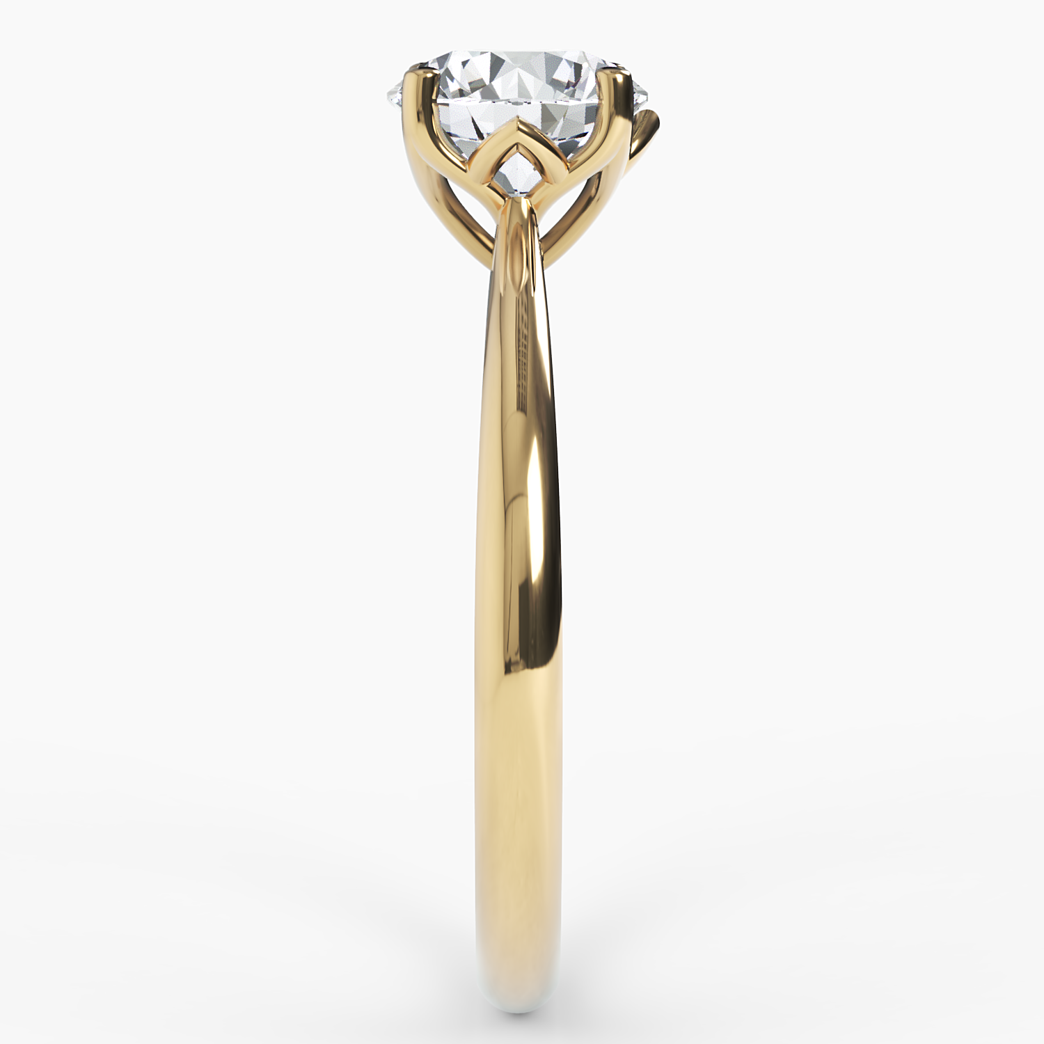 18k Gold Diamond Ring with Flower-Inspired Prong