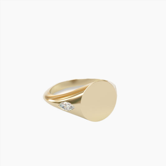 Marquise Diamond Signet Ring