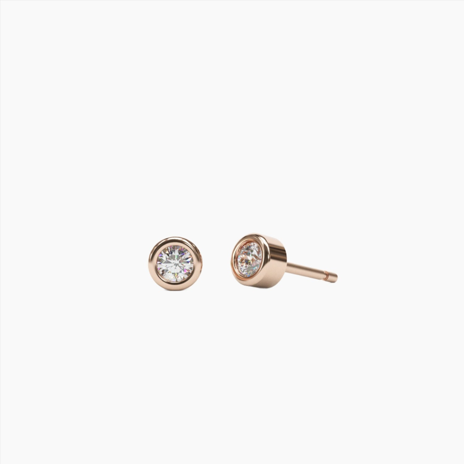 Diamond Bezel Studs 14K White Gold / Pair