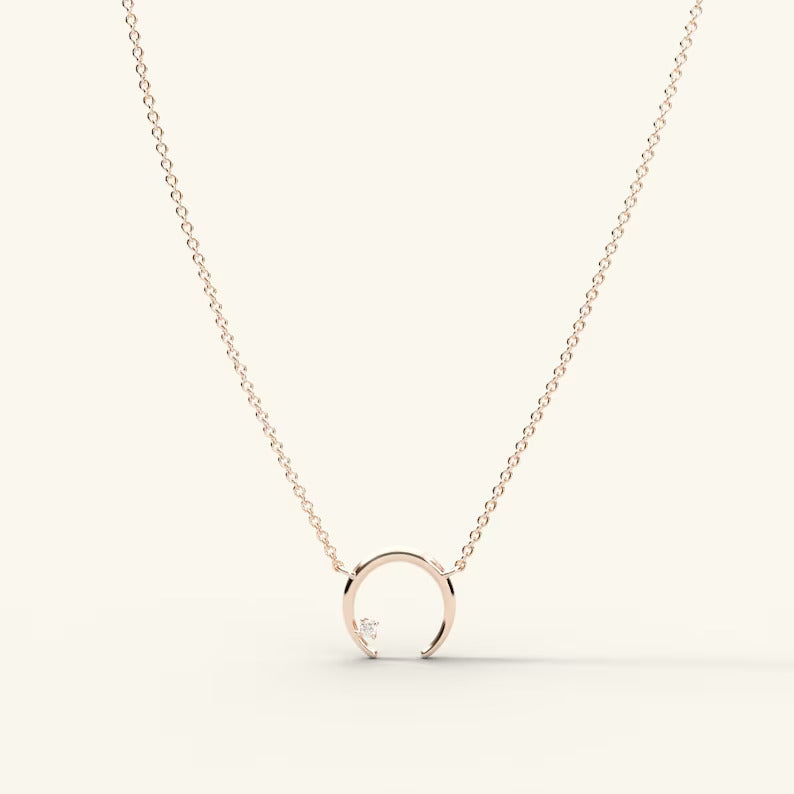 Crescent Moon Diamond Necklace