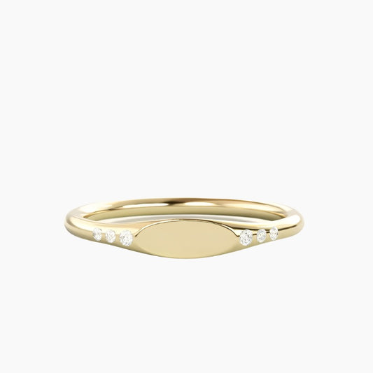 Dainty Signet Diamond Ring