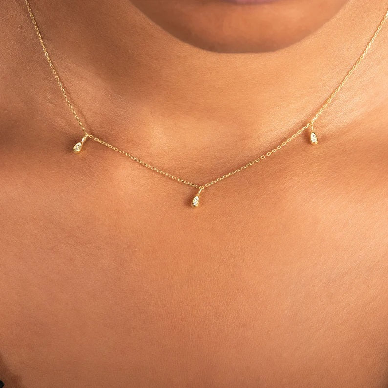 Diamond Droplet Station Necklace