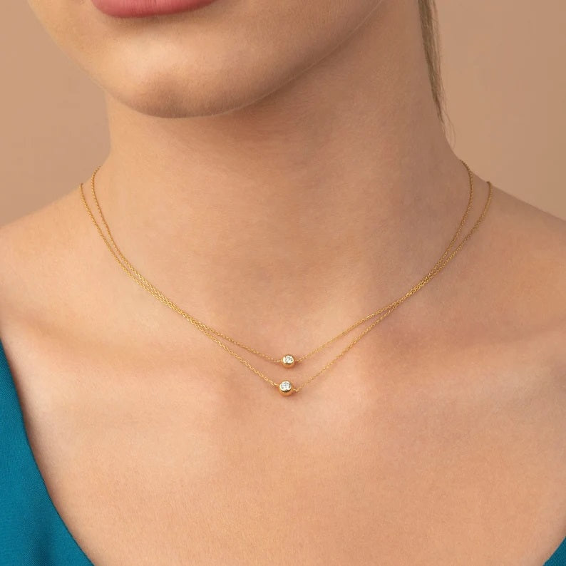 Two-Sided Diamond Solitaire Necklace