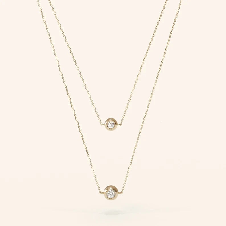 Two-Sided Diamond Solitaire Necklace