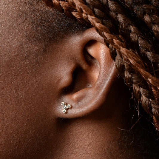 Diamond Stud Earrings / Diamond Earrings / 14K Solid Gold Stud Earrings / Tiny Stud Earrings / 10MM Diamond Stud Earrings / Gift for Her