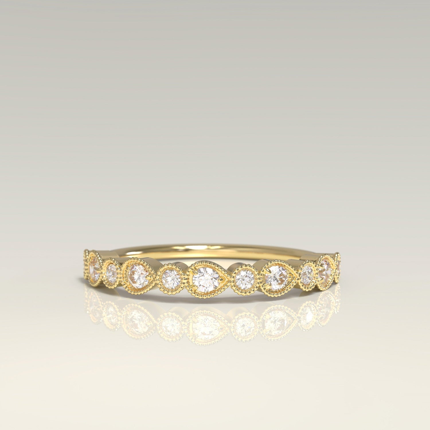 Round Diamond Vintage Art deco Ring / Antique Style Ring / Vintage Ring / Engagement Ring / Diamond Ring / 14K Gold Ring / Christmas Sale
