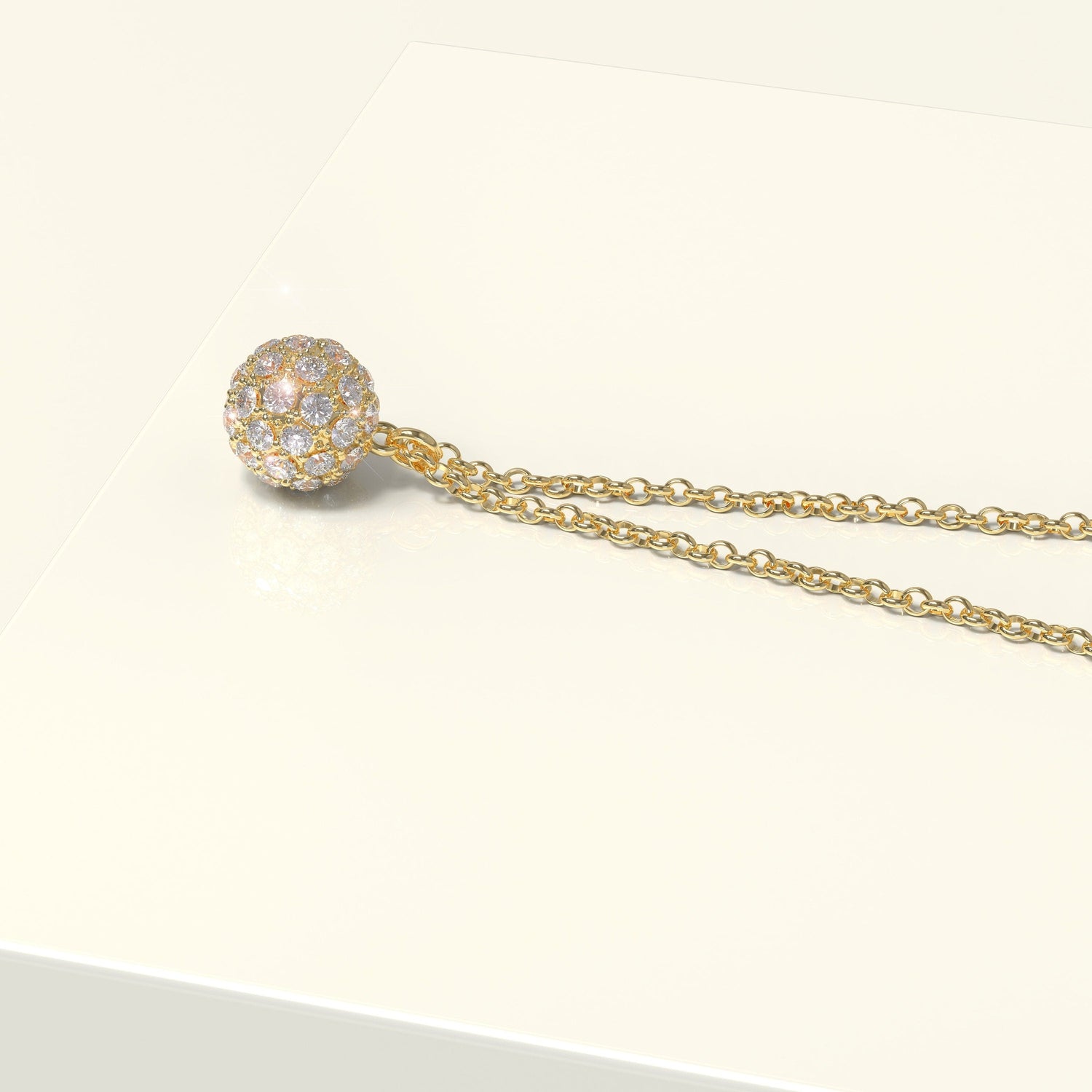 Pave Diamond Ball, Tiny Pave Diamond Ball, Diamond Necklace, Dainty Diamond Necklace, Solid Gold Diamond Necklace, Necklace, Gift for Her