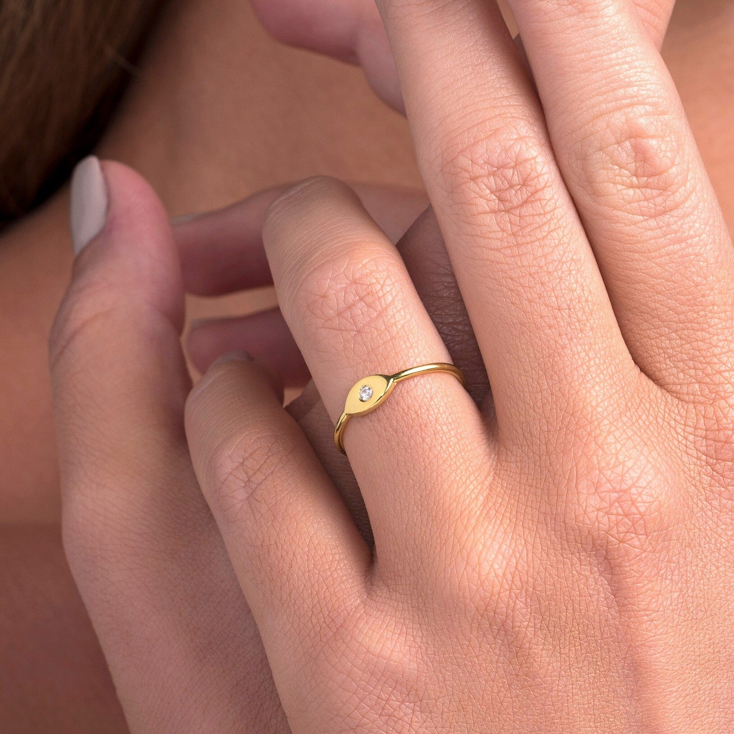 14k Gold Evil Eye Ring / White Gold Evil Eye Diamond Ring / Protection Ring / Stacking Evil Eye Ring / Dainty Everyday Ring / Christmas Sale