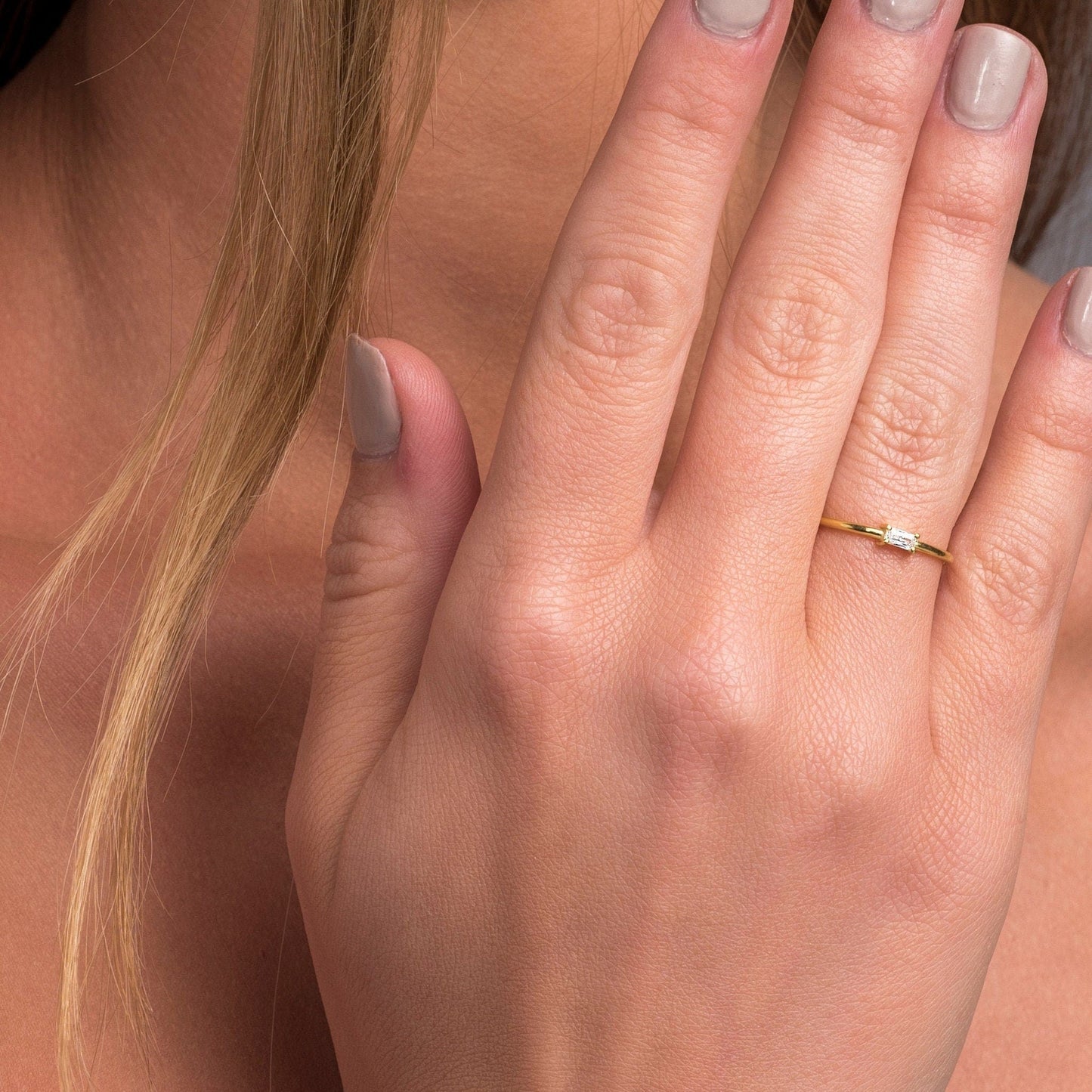 Baguette Diamond Wedding Ring / Handmade Baguette Diamond Ring / 14k Solid Gold Diamond Ring / Baguette Minimalist Diamond Ring
