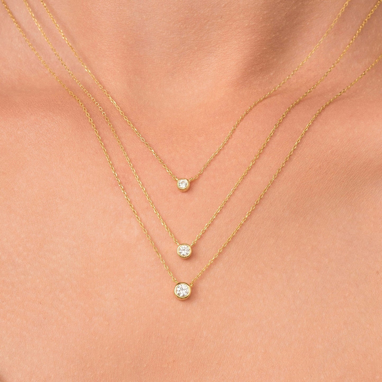 Diamond solitaire necklace / Diamond Bezel Necklace / Diamond bezel  Setting / Dainty Diamond Necklace / Birthday Gift / Christmas Sale