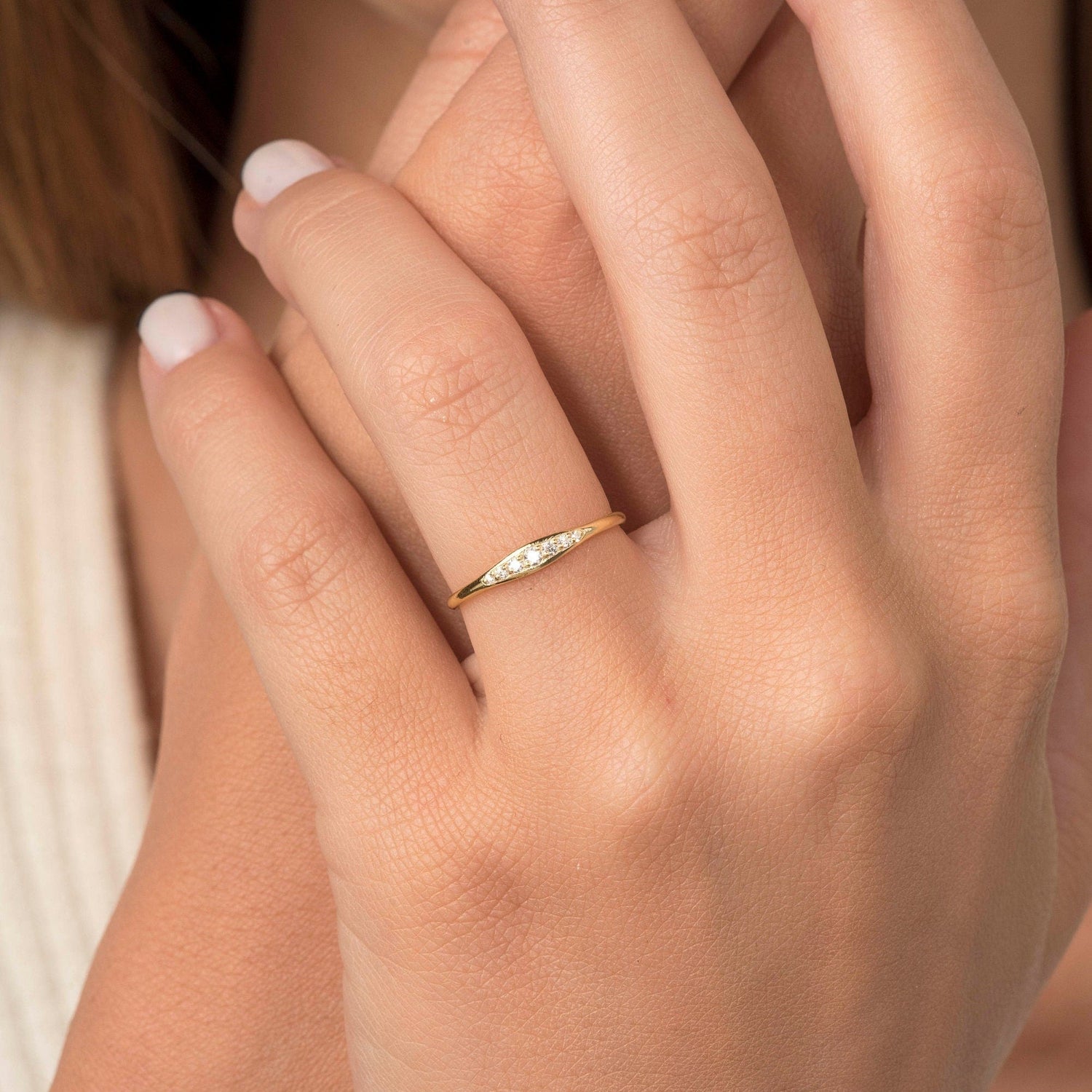 Wedding Band / Diamond Ring / Minimalist Ring / Engagement Ring / Flat Ring / 14K Gold Ring / Multistone Ring / Black Friday Sale